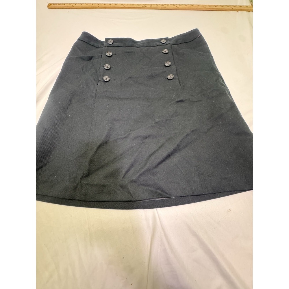 Vintage Gap Mini Pencil Skirt Women's Size 14 Solid Black Cocktail Party Buttons